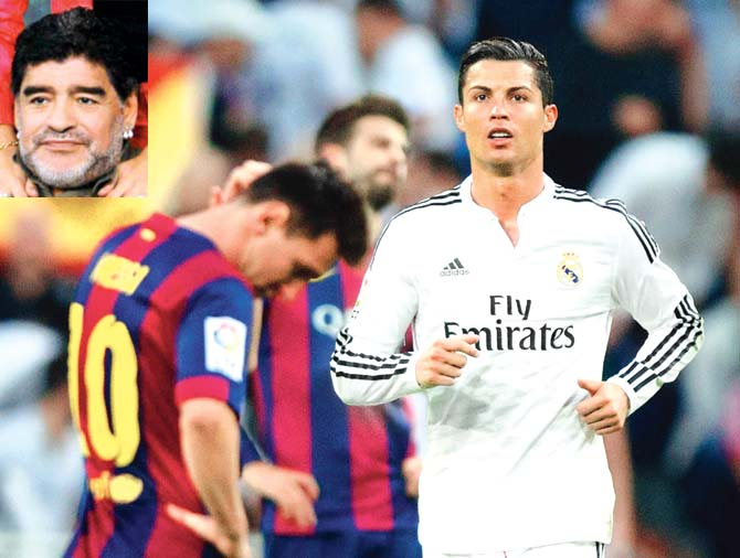 Diego Maradona claims Lionel Messi and Cristiano Ronaldo are level
