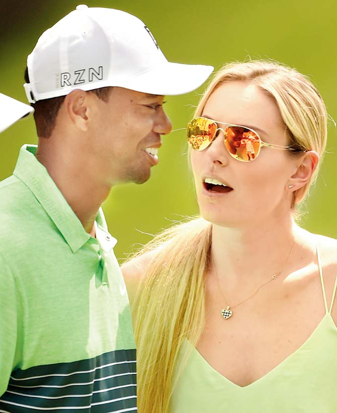 In happier times: Tiger Woods and Lindsey Vonn. Pic/AFP