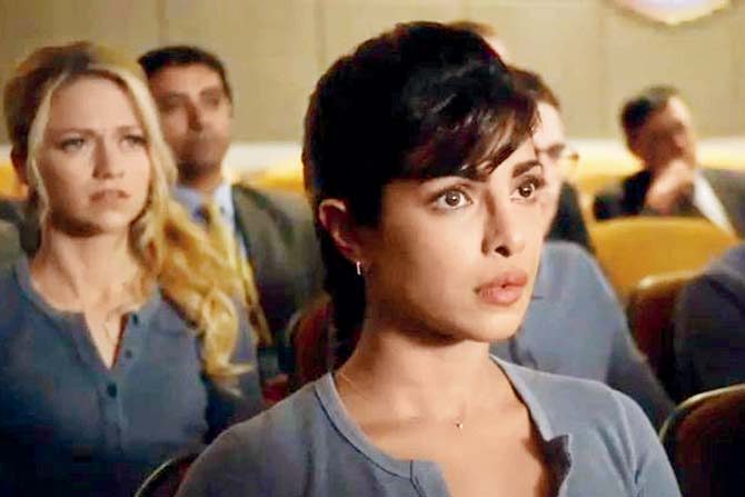 Priyanka Chopra and (left) a still  from her American TV show, Quantico