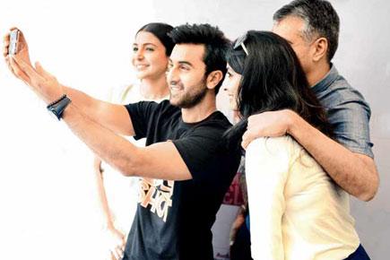 It's selfie time for 'Bombay Velvet' co-stars Ranbir and Anushka!