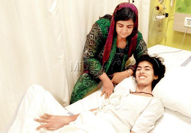 fighting all odds: Saba Tarikh Ahmed with her mother Nazia at Jaslok Hospital, Peddar Road.  PIC courtesy/shailesh bhatia