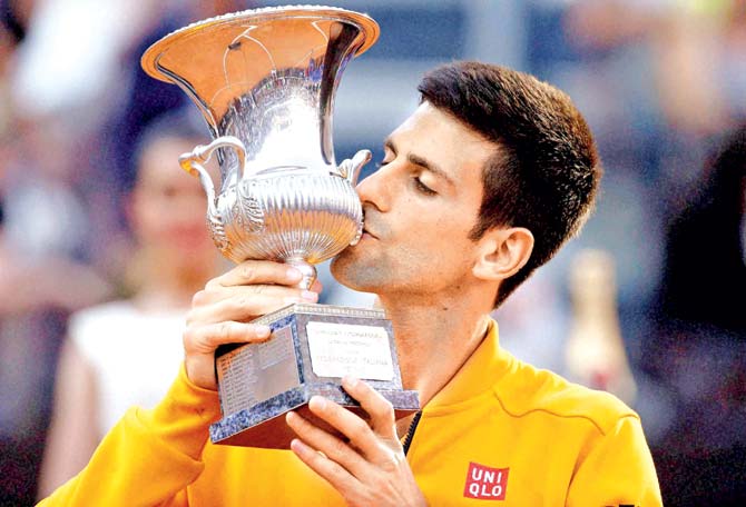 Novak Djokovic celebrates his Italian Open win. PIC: AP/PTI
