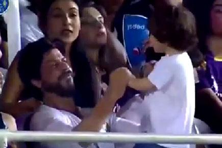 SRK makes AbRam dance to 'Ooh La La' during IPL match