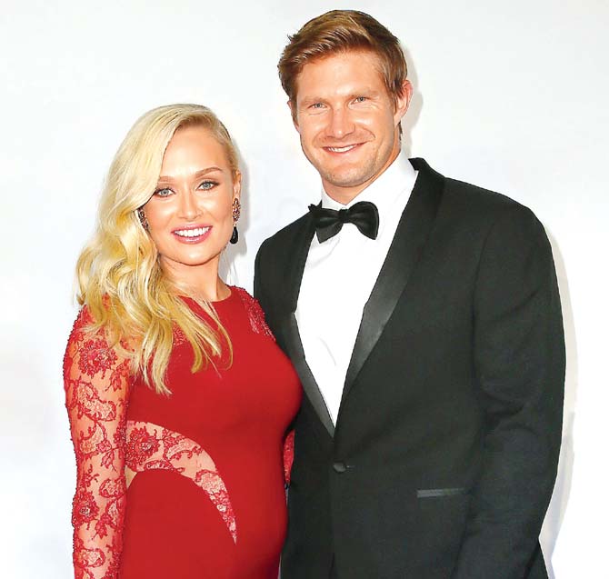 Shane Watson and his wife Lee. Pic/Getty Images