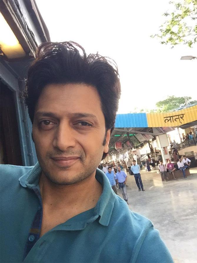 Riteish Deshmukh reached Latur on Tuesday morning with his son Riaan. Picture courtesy: Riteish