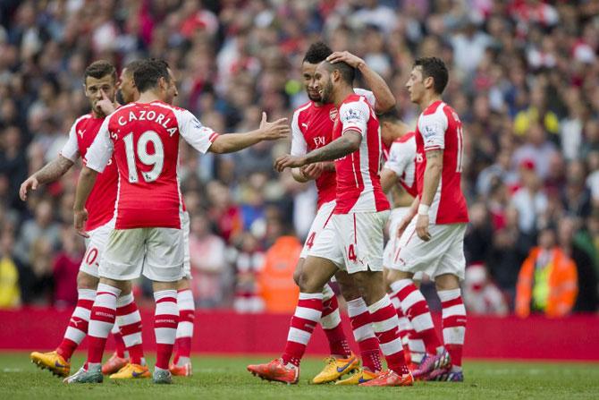 Arsenal players. Pic/AFP