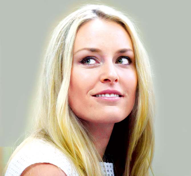Lindsey Vonn at a press conference in Seoul yesterday. Pic/AFP