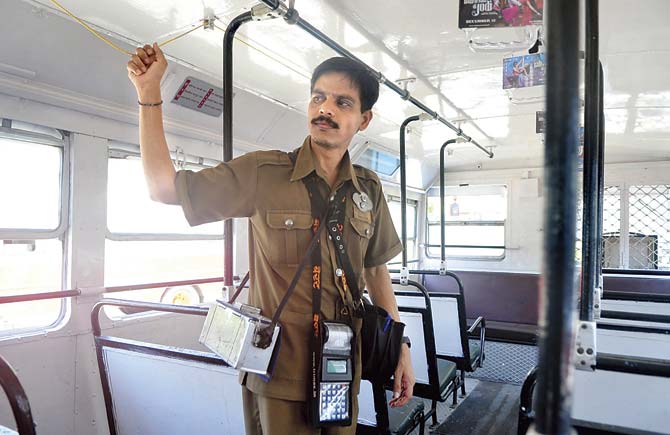 BEST officials said that, during peak hours, the conductor can issue tickets to five people in the time it takes him to tender change for a big denomination like Rs 500 or Rs 1,000. File pic for representation