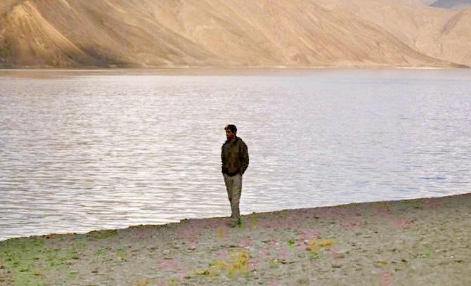 At the tranquil Pangong Lake, which is one of the most beautiful places in the country