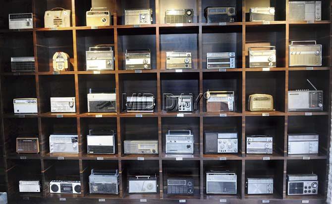 Radio Bar greets you with a wall lined with radios