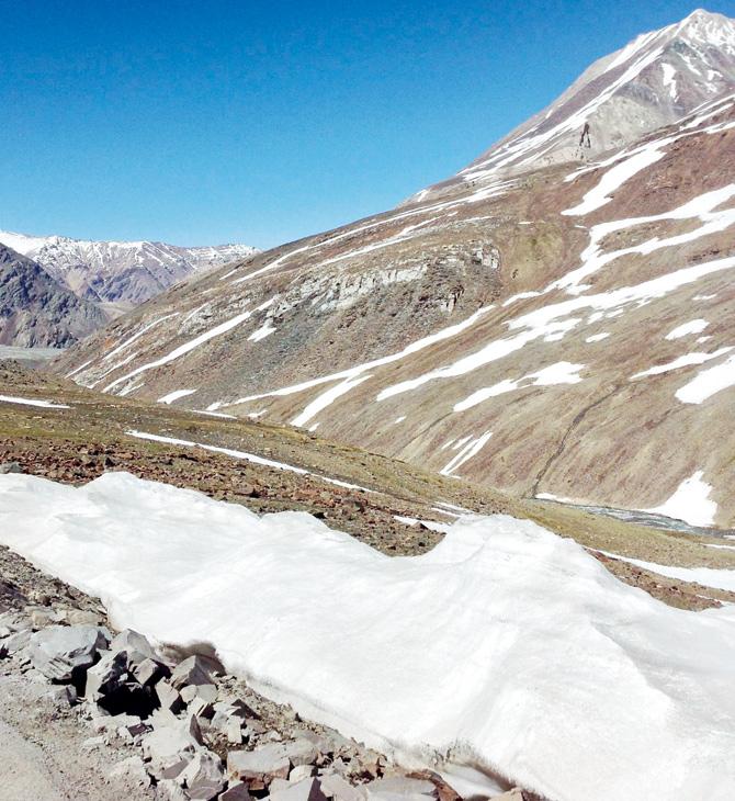 The Rohtang Pass on the Leh-Manali Highway which is at a height of 13,051 feet