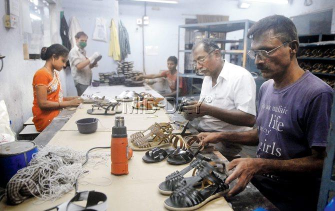 Workers at G-Shoe Export at Dahisar