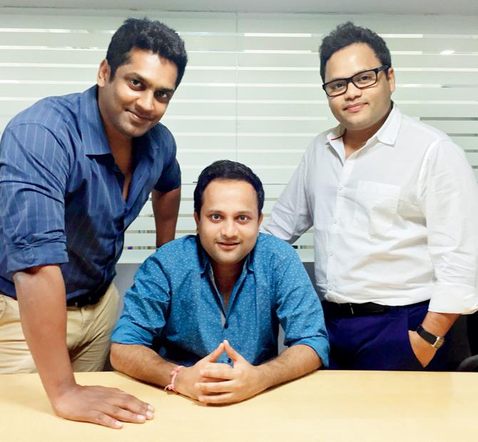 (L-R) Founders of Grab.in, Jignesh Patel, Nishant Vora and Prakshit Sanghvi 