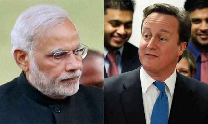 Indian PM Narendra Modi and UK PM David Cameron