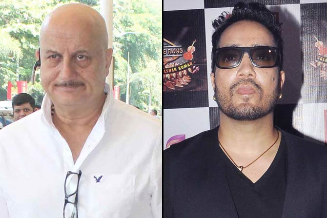 Anupam Kher and Mika Singh