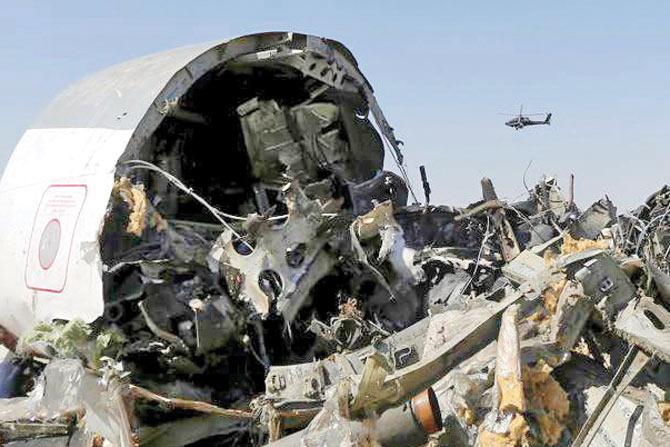 Debris of the Russian Airbus A321 that crashed into the Sinai Peninsula  last week