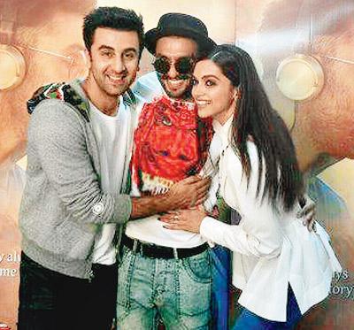 Deepika Padukone posted this snapshot with Ranbir Kapoor and Ranveer Singh