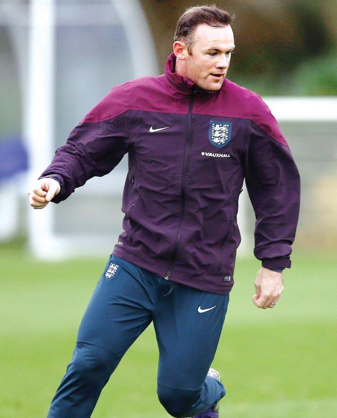 England skipper Wayne Rooney during a training session yesterday. Pic/AFP