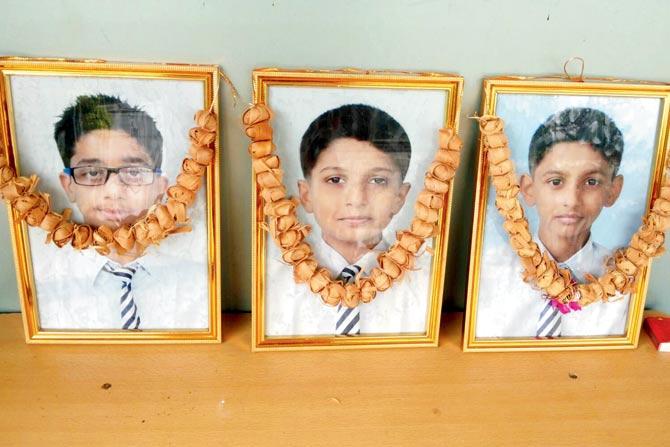 (From left) Meet Chadwa, Prahul Patel, Kushal Dagha’s bodies were found floating on the Sukh River in August last year. 