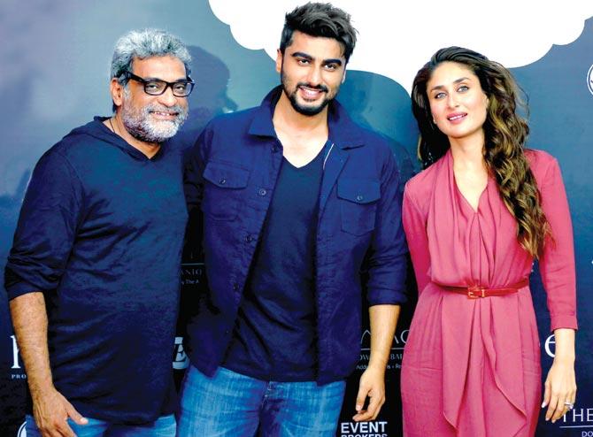 R Balki with his lead pair, Arjun Kapoor and Kareena Kapoor 