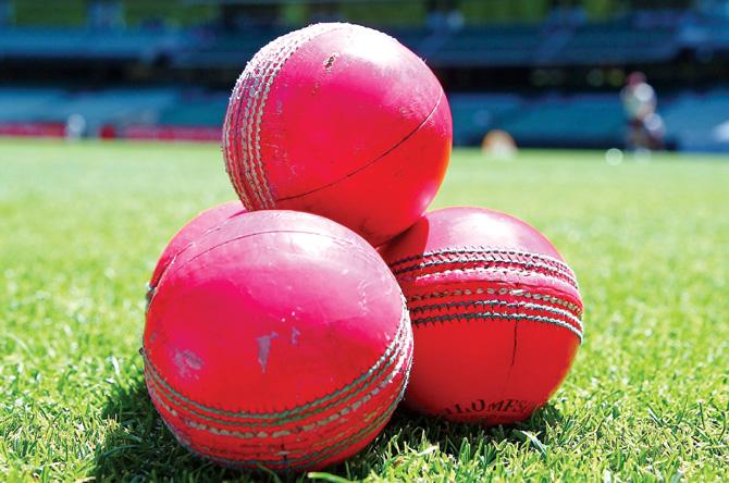 Pink balls used during Sheffield Shield match between Victoria and Queensland at Melbourne Cricket Ground on Wednesday. Pic/Getty Images