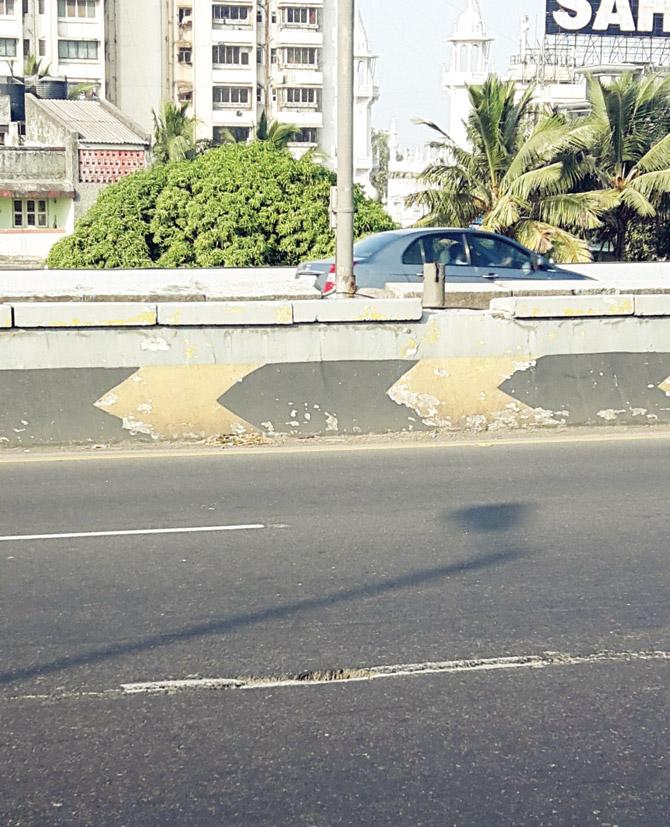 One of the cracks in the Western Express Highway developed out of poor filler material used in construction
