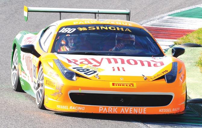 Gautam Singhania in action during the last race of the series in Coppa Shell category of the Ferrari Challenge Series in Mugello, Italy on Saturday