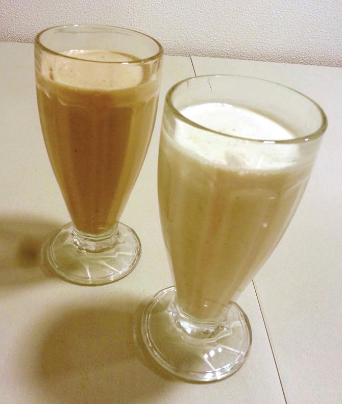 Belgian Chocolate (left) and Peanut Butter Shakes