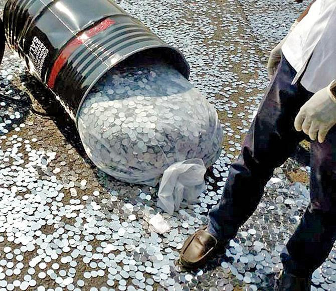 Change is here: The truck was carrying coins to the RBI’s minting facility in Noida. 