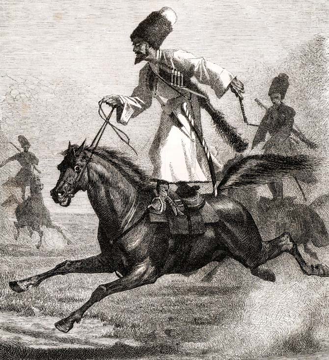 A sketch showing Cossack horsemen galloping. Pic/Thinkstock