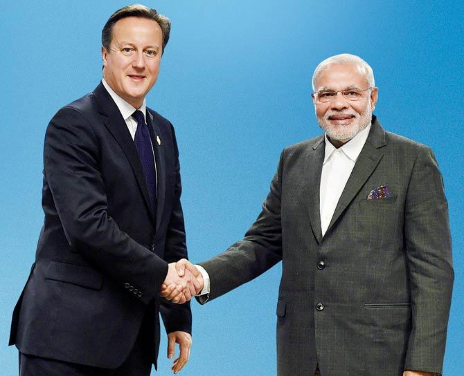 UK PM David Cameron and India PM Narendra Modi