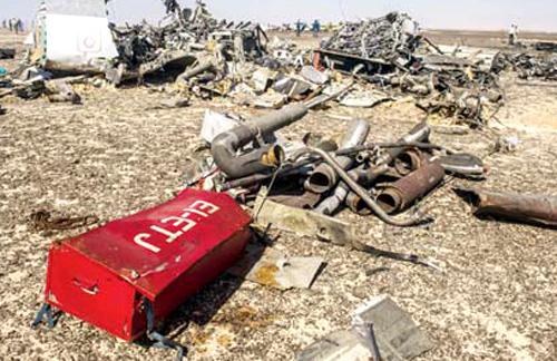 Debris of the plane crash at Egypt’s Sinai Peninsula on Sunday. PIC/AFP