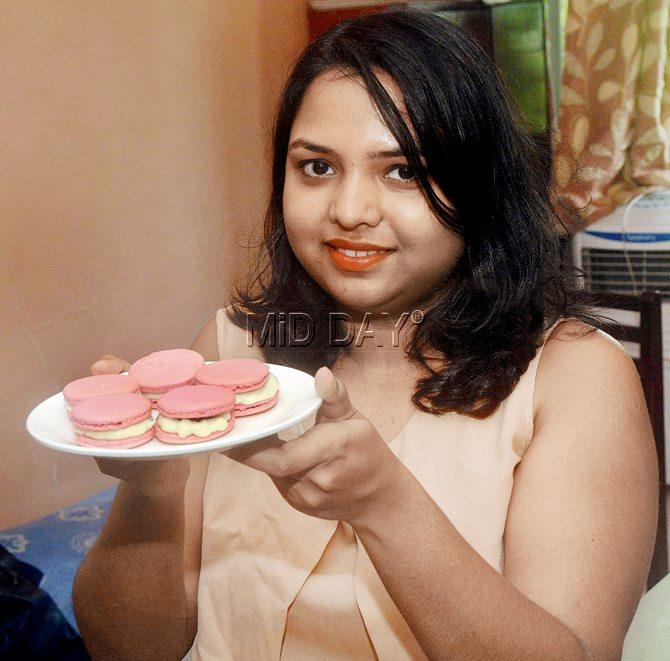 Food blogger Samina Patel with Strawberry and Mango Macarons with Basil Custard. Pics/Sayed Sameer Abedi