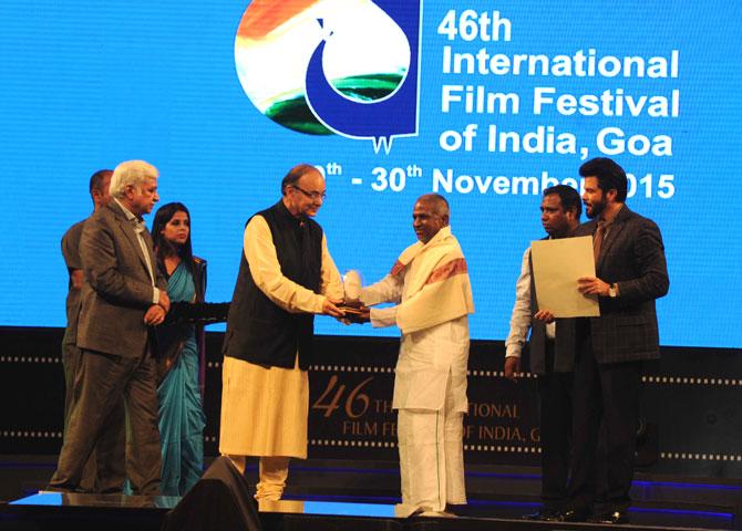 Ilaiyaraaja receives Centenary Award-Indian Film Personality of the Year from Honourable Finance Minister Arun Jaitley