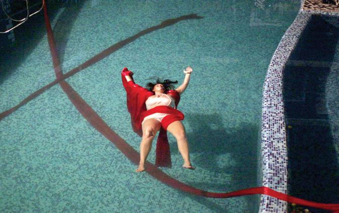 Jana Prepeluh uses the pool for her performance, OPEN 3, May 2015