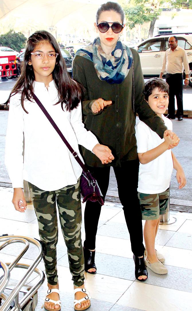 Karisma Kapoor with children, Samaira and Kiaan