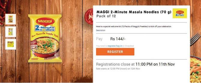 Snapdeal saw as many as 500 people registering per minute for the Maggi 