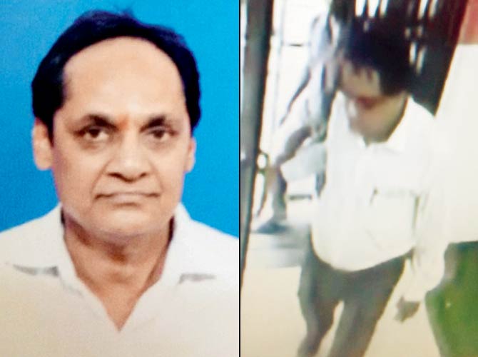 Mahesh Baburao Deshpande and a CCTV grab of the accused at the State Bank of Patiala, Dadar, on October 27