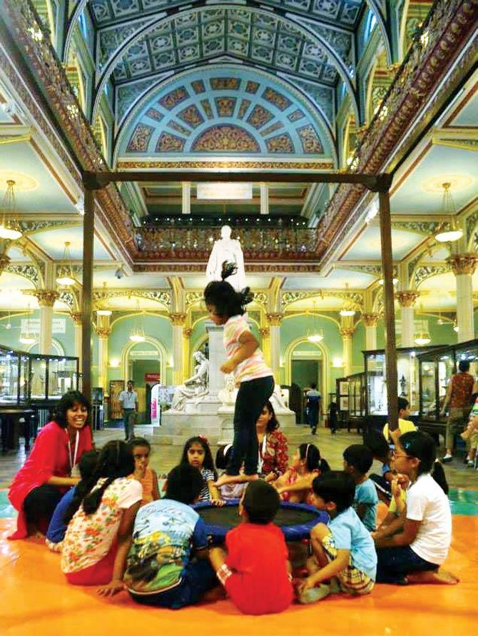 Kids in a session at an earlier edition of Kahani Karnival at the Dr Bhau Daji Lad Mumbai City Museum