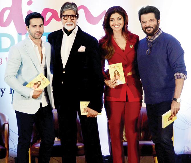 Varun Dhawan, Amitabh Bachchan, Shilpa Shetty and Anil Kapoor at the book launch