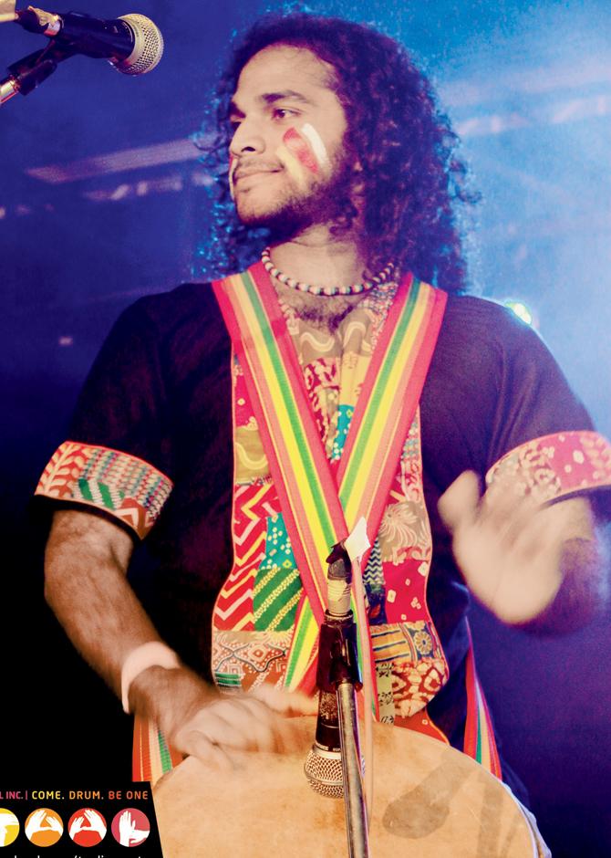 Varun Venkit plays the djembe