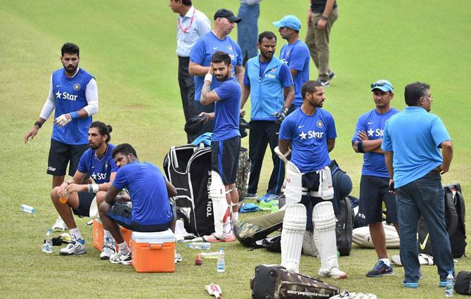 Indian team practices ahead of the Bangalore Test