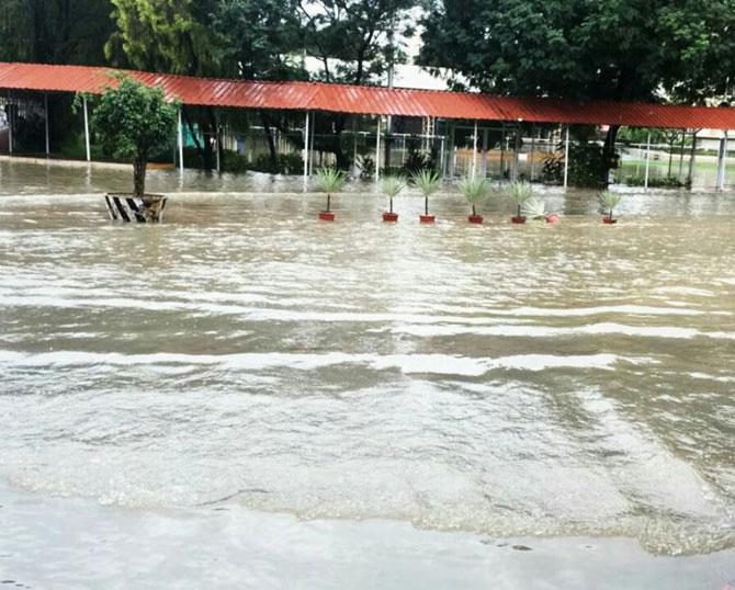 The water-logged campus of the VIT University in Vellore