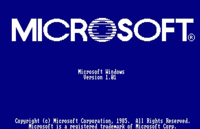 The Microsoft Windows 1.01 bootscreen. Pic/YouTube