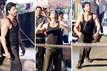 Shah Rukh Khan plays badminton on the sets of 'Dilwale'