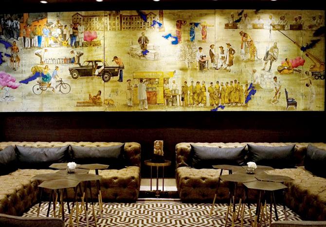 A mural by GR Iranna at The St Regis Bar