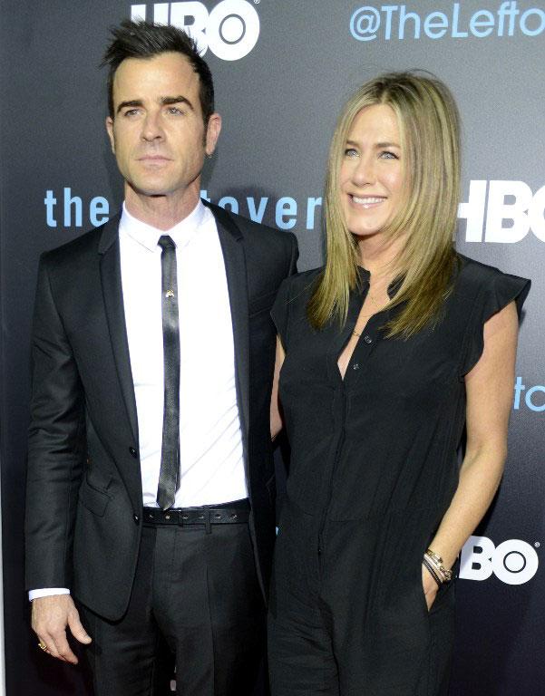 Justin Theroux with Jennifer Aniston. Pic/AFP
