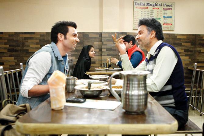 Rajkummar Rao (left) and Manoj Bajpayee in a still from Hansal Mehta’s Aligarh, which received a standing ovation at the Busan International Film Festival, and more recently, the London Film Festival