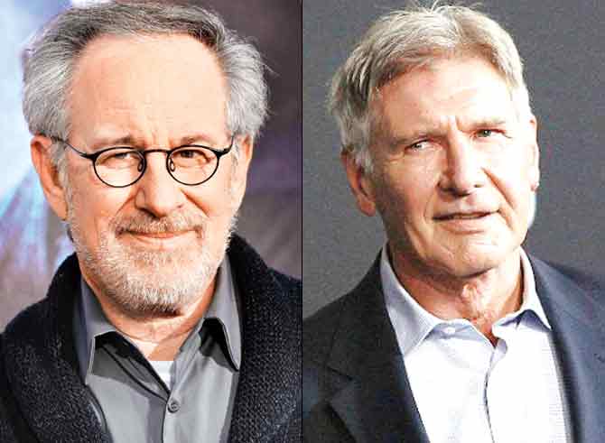Steven Spielberg and Harrison Ford