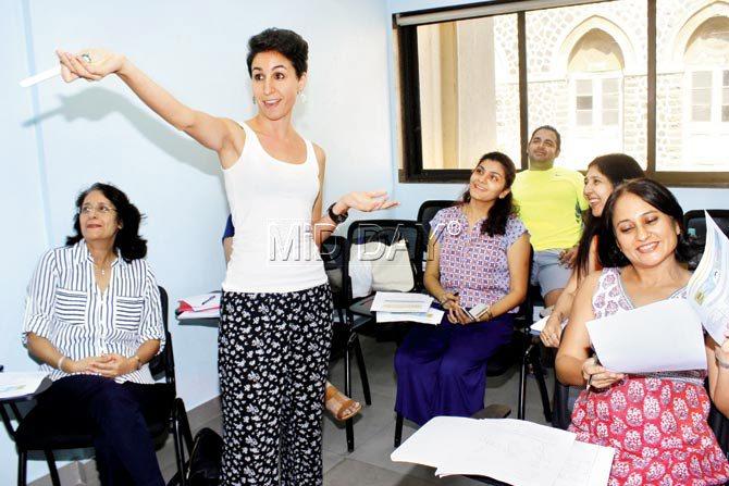 Anu Dalmia, founder and director, The Spanish  School (right) with her  team of Spanish teachers